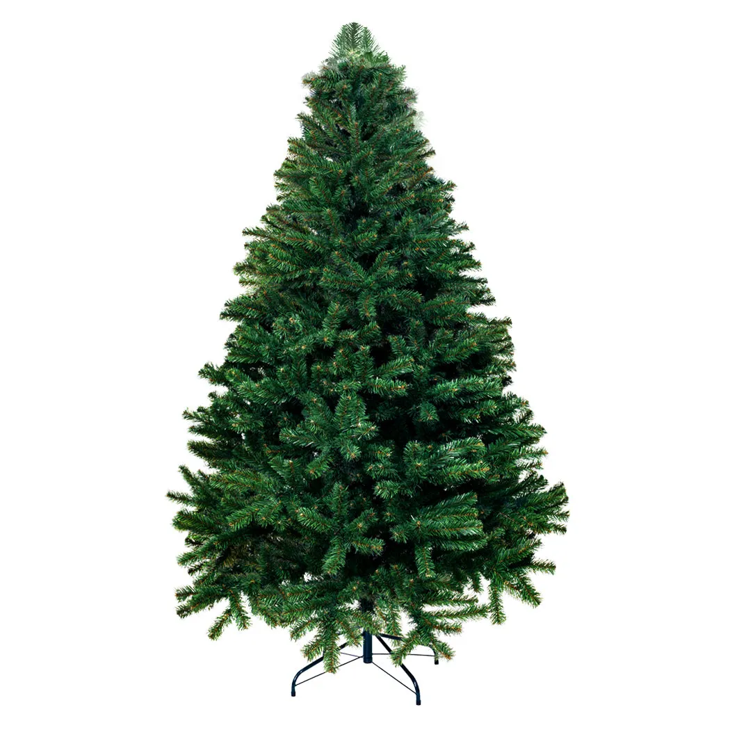 7ft 2.1m 1000 Tips Christmas Tree Kit Xmas Decorations Plastic Ball Baubles with Light Colorful