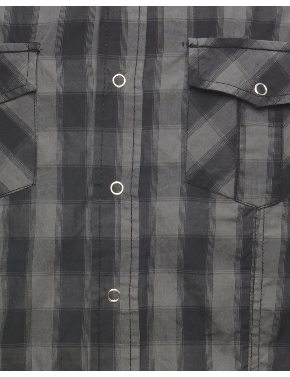 Black & Grey Classic Checked Shirt - L