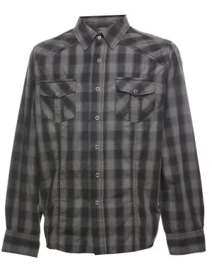 Black & Grey Classic Checked Shirt - L