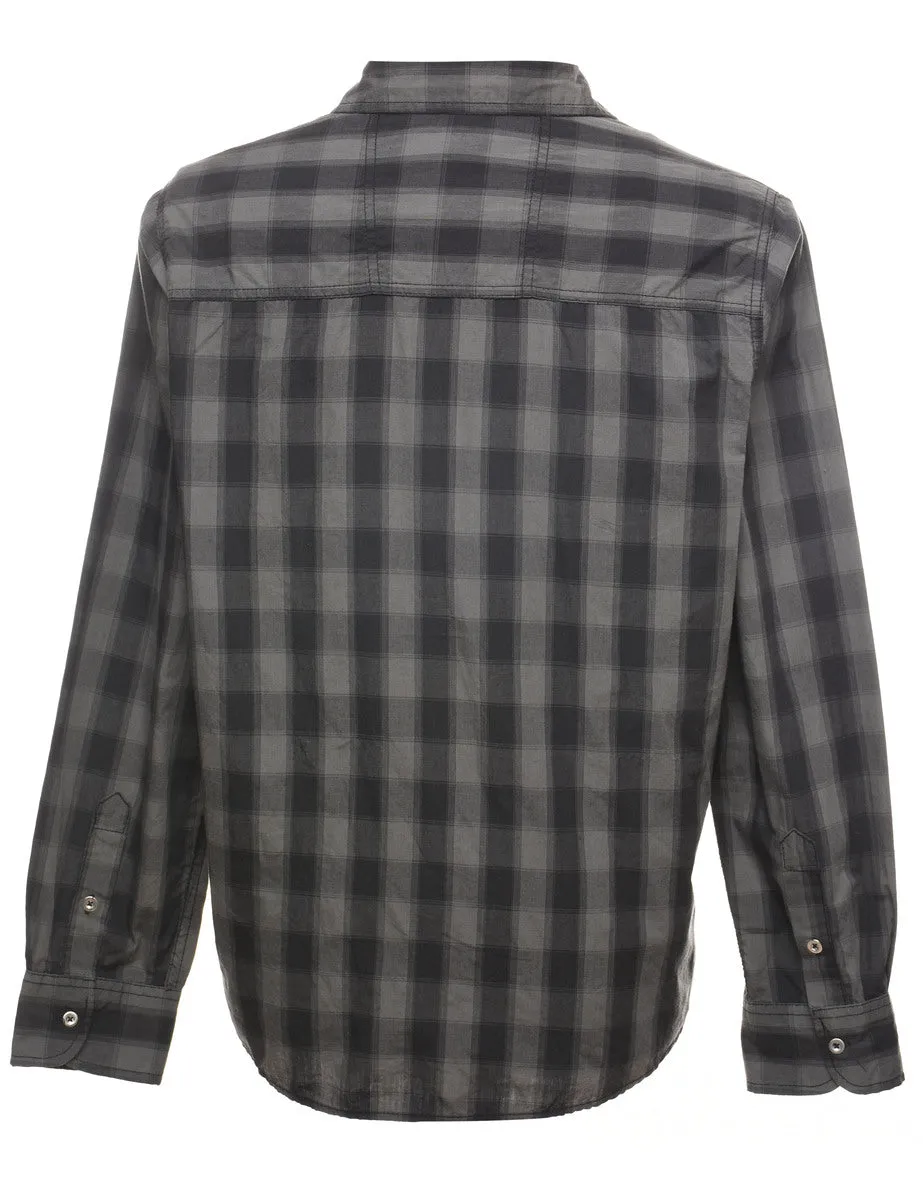 Black & Grey Classic Checked Shirt - L