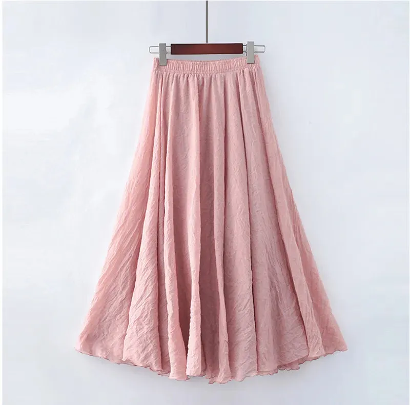 Boho Chic Pleated Long Skirt for Beach Lovers