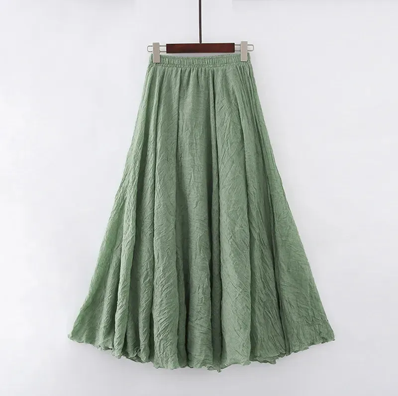 Boho Chic Pleated Long Skirt for Beach Lovers