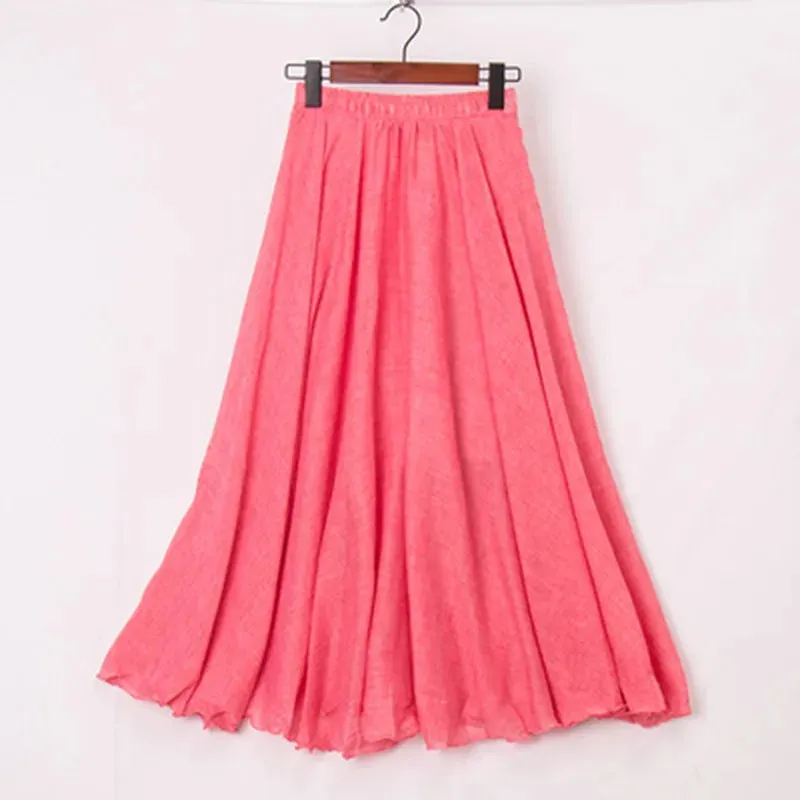 Boho Chic Pleated Long Skirt for Beach Lovers