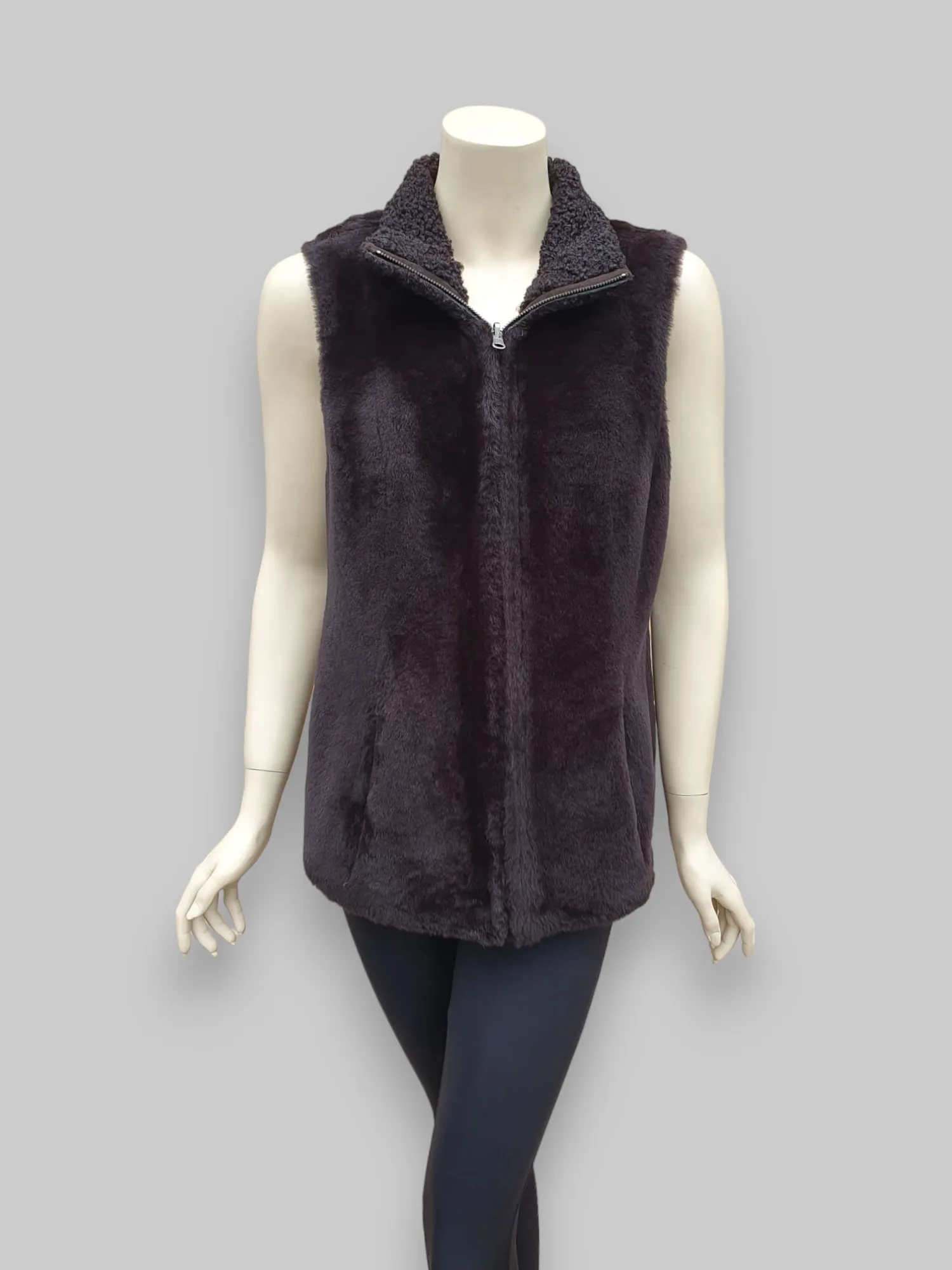 Brown Women's Merino Shearling Vest w/ Lamb Collar -Size 42