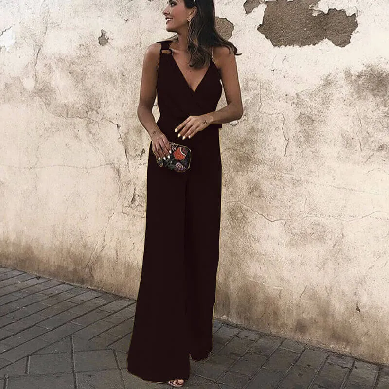 Candy Color Chiffon Wide Leg Jumpsuits