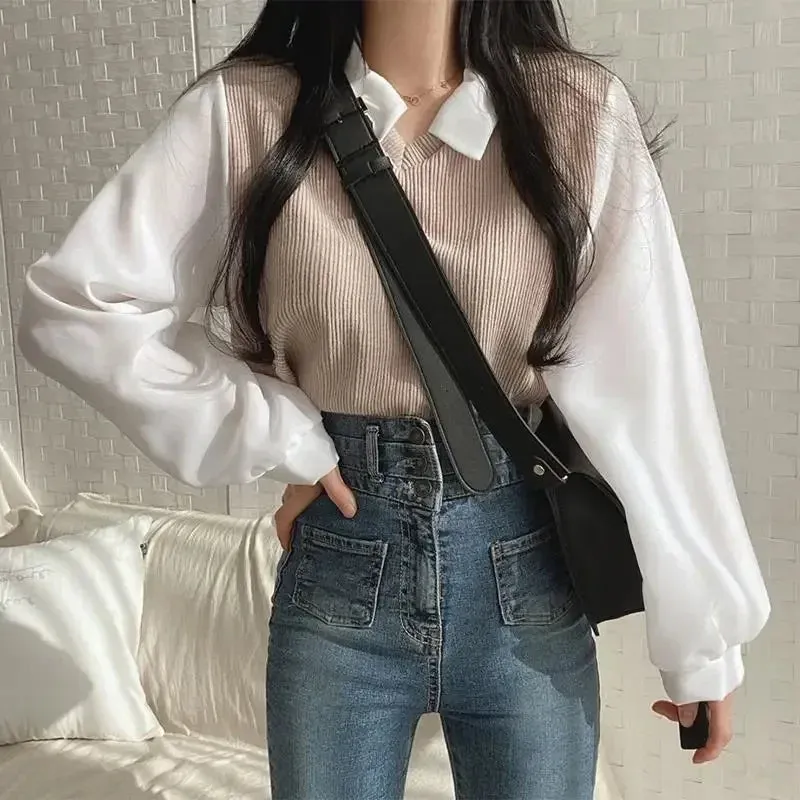 Chic Two-Piece Polo Collar Blouse for Women