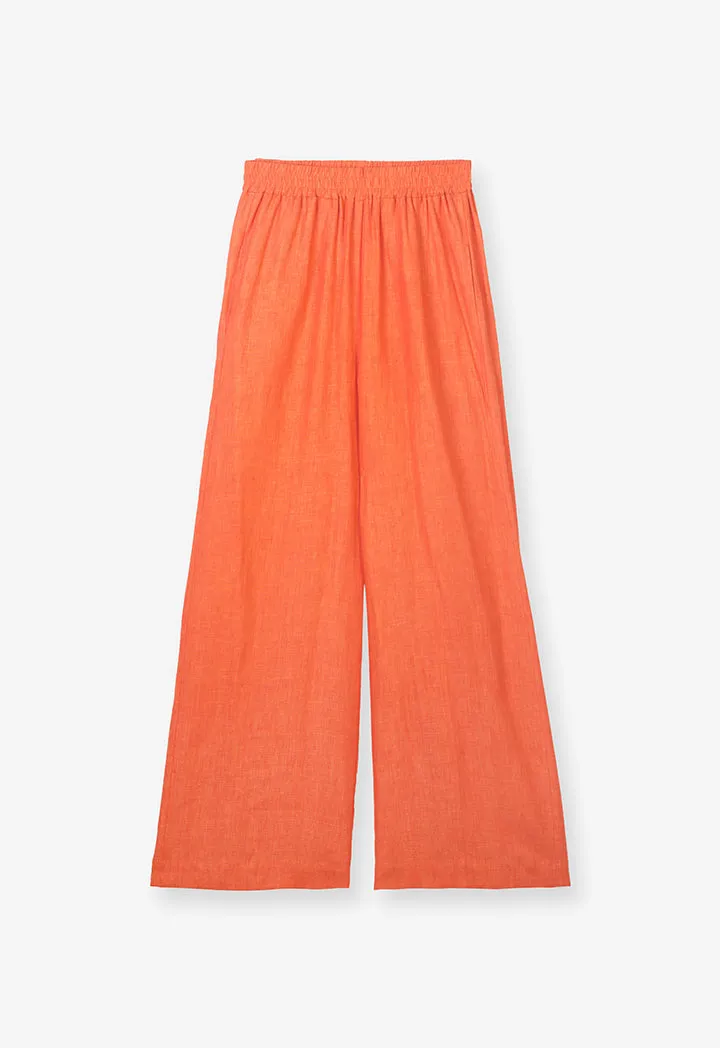 Choice Solid High Waist Trousers Orange