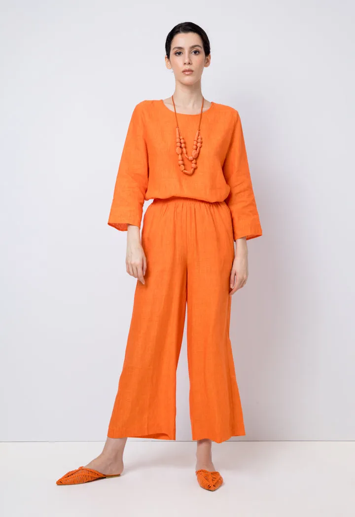 Choice Solid High Waist Trousers Orange