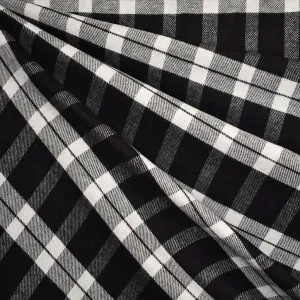 Classic Grid Plaid Cotton Flannel Shirting Black/Vanilla