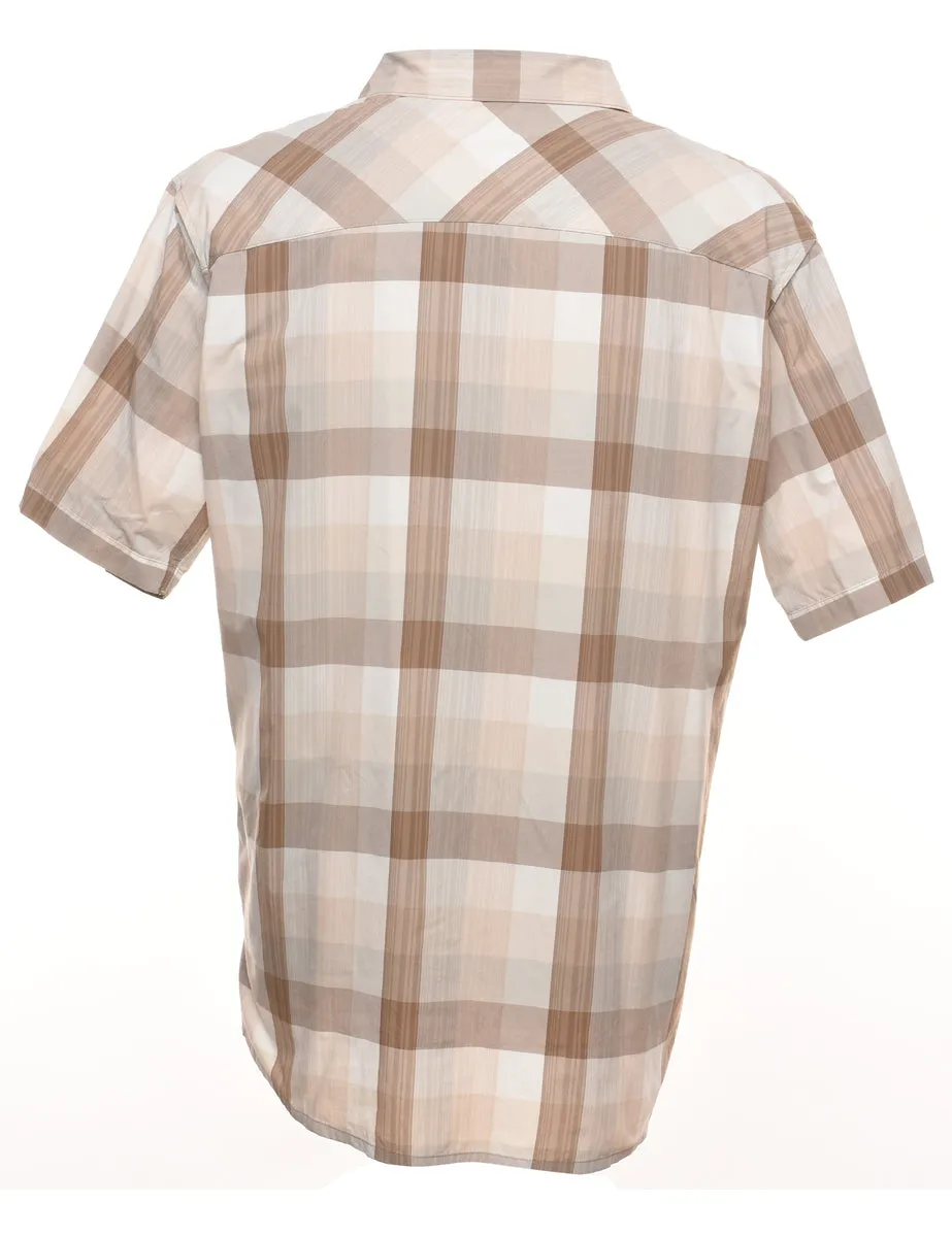 Columbia Checked Light Brown & Off-White Shirt - XL