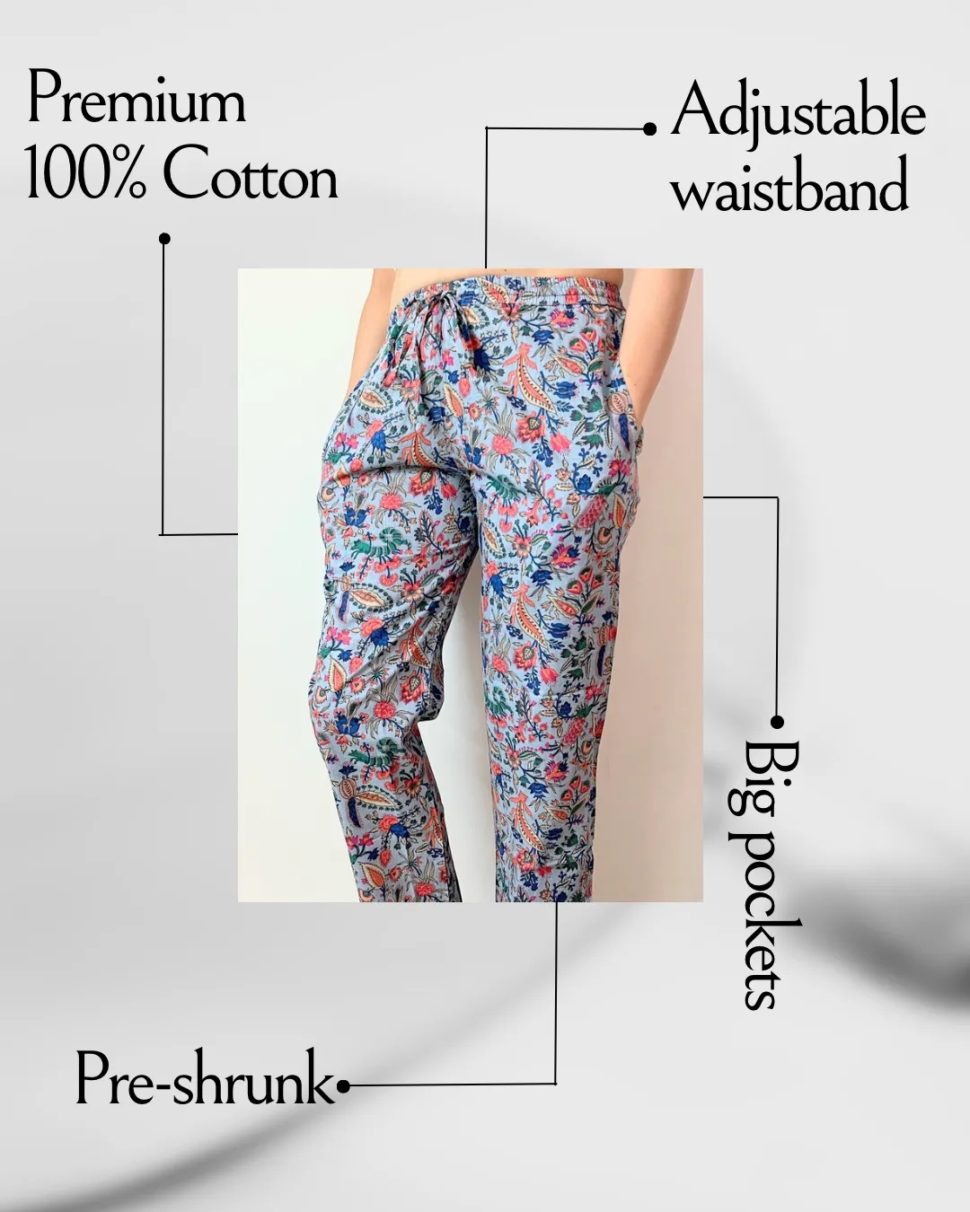 Cotton Pajama Pants Women - Gray Splendor