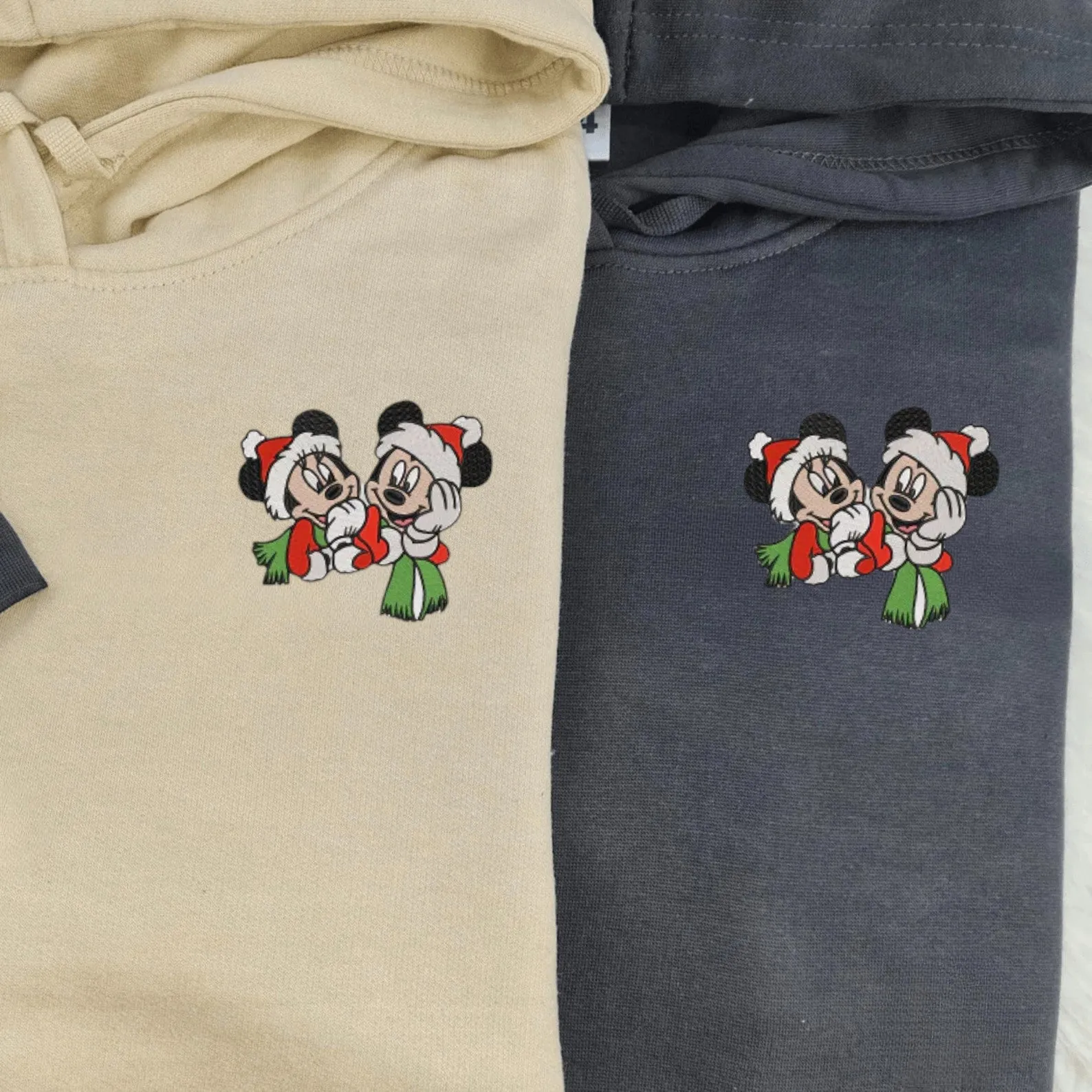 Custom Link For Mireya - Christmas Cartoon Mouse Custom Embroidered Sweatshirts For Couples