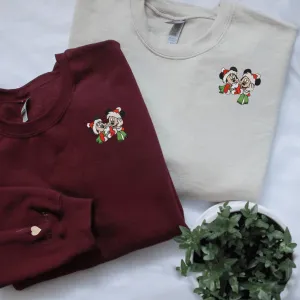 Custom Link For Mireya - Christmas Cartoon Mouse Custom Embroidered Sweatshirts For Couples