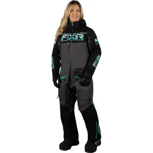 FXR Womens Maverick F.A.S.T. Insulated Monosuit Grey Heather/Mint Fade