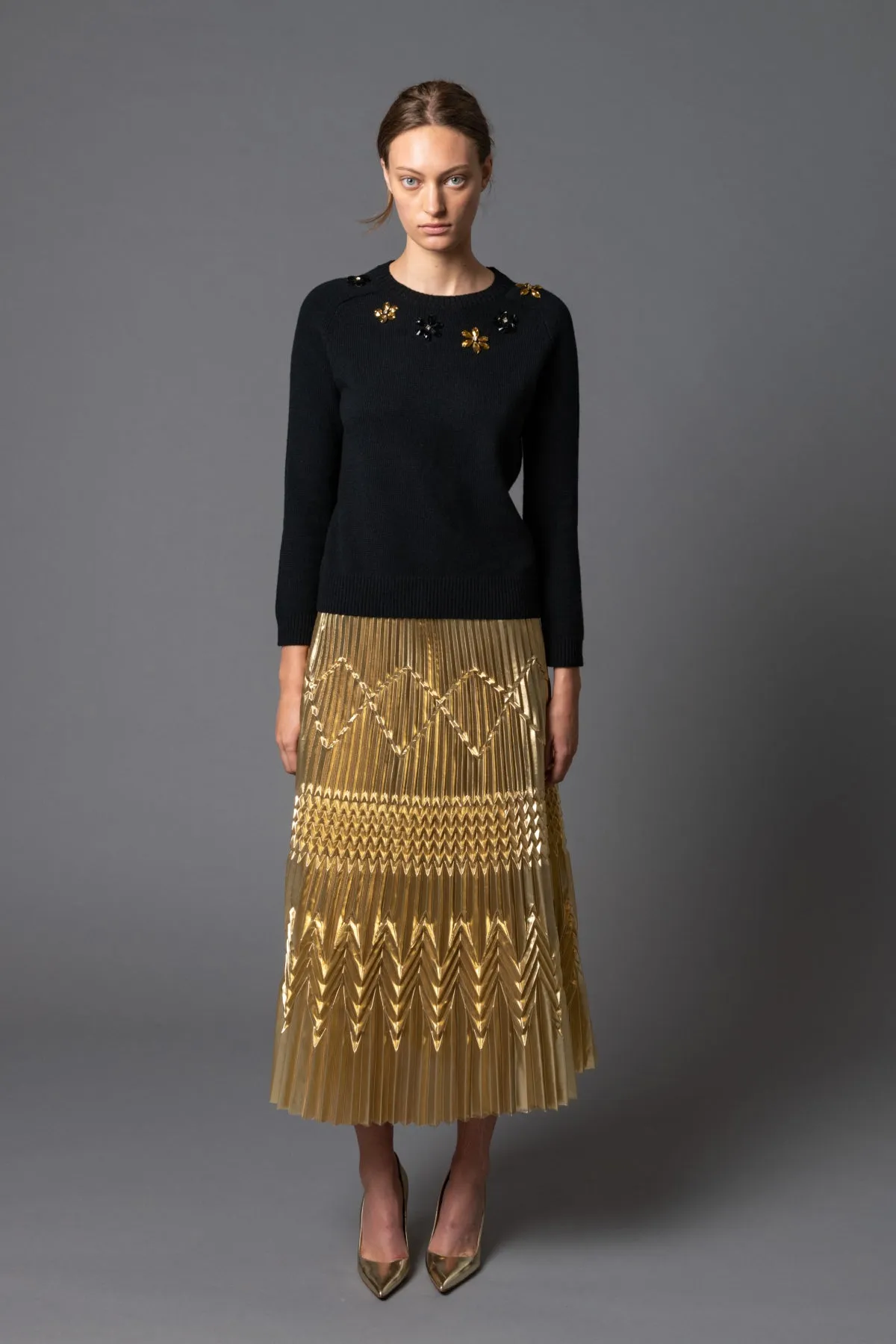 Guilded Triple Pleat Skirt