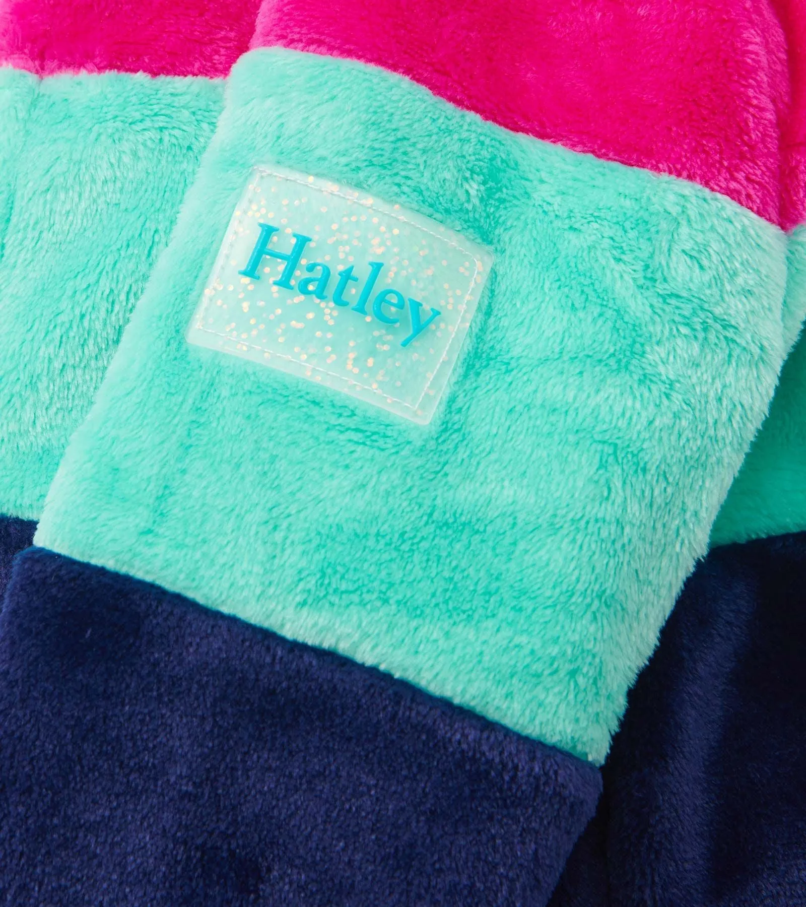 Hatley Colourblock Pink Stripes Fuzzy Fleece Zip Up