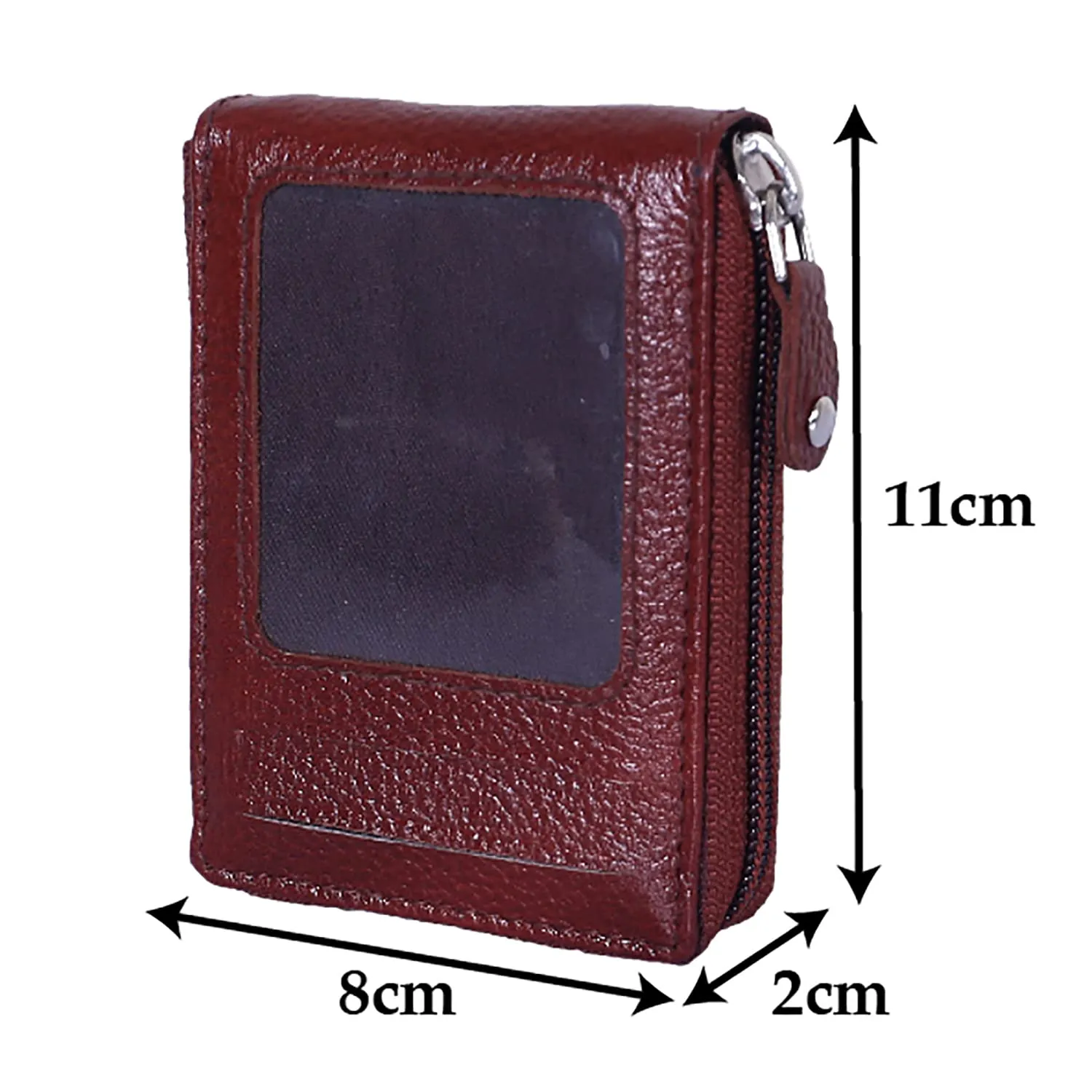 Heart Home Soft Leather Card Holder | Zipper Wallet for Man & Woman with 11 Slot (Brown)