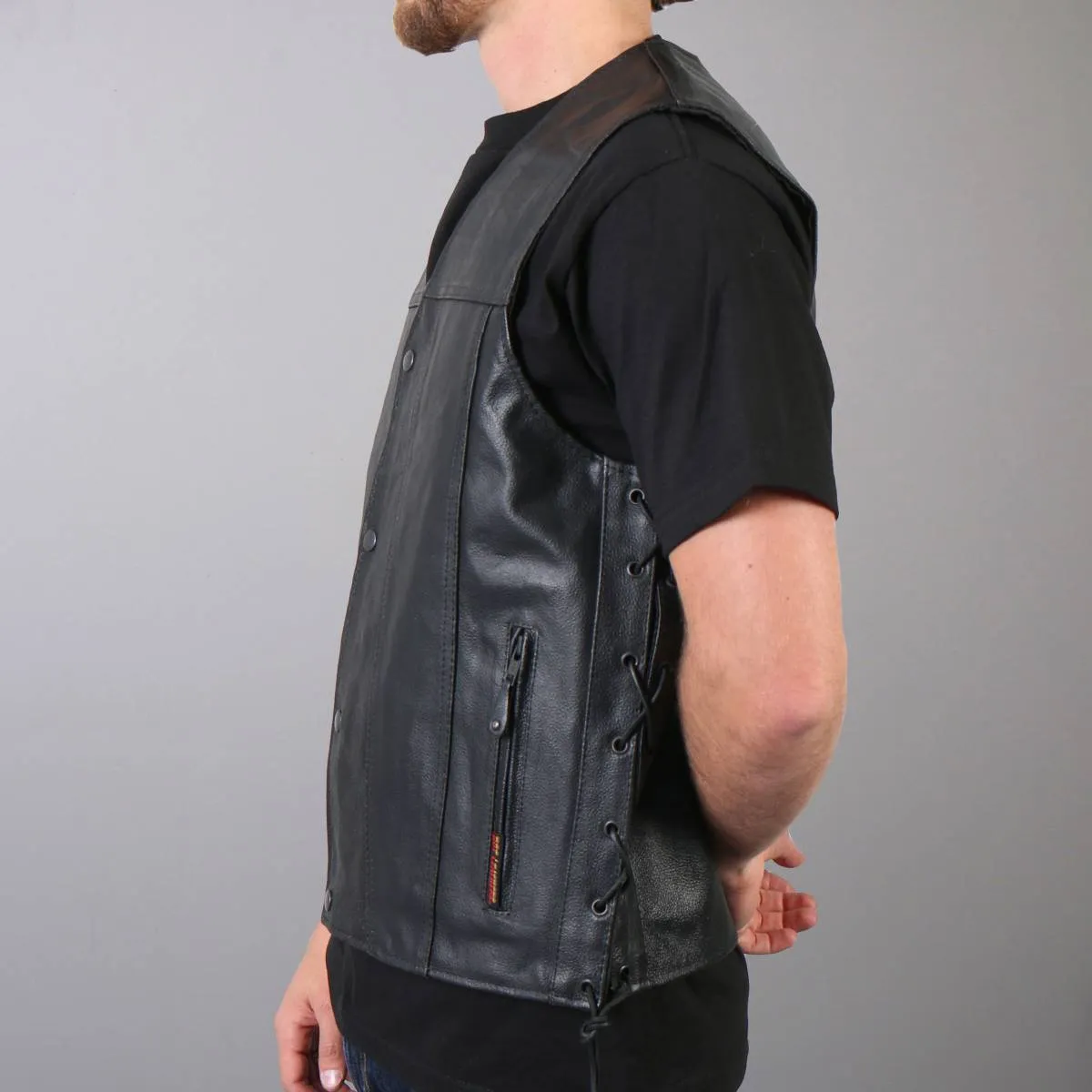 Hot Leathers VSM1023 Men's Black 'Conceal and Carry Leather Vest