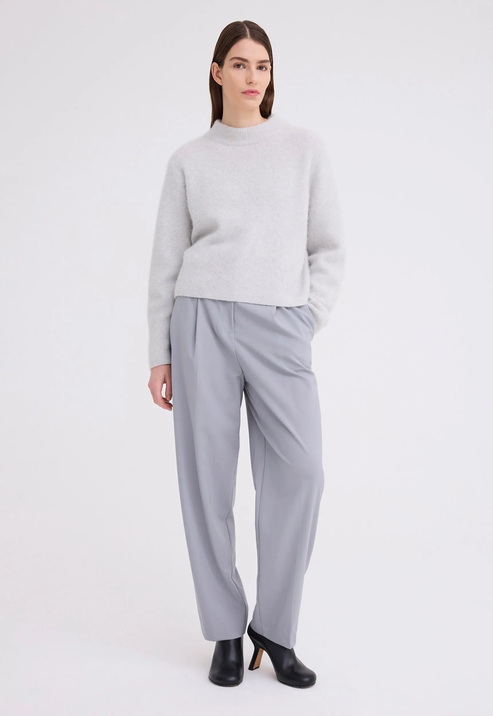 Hudd Shimmer Wool Sweater - Frost Grey