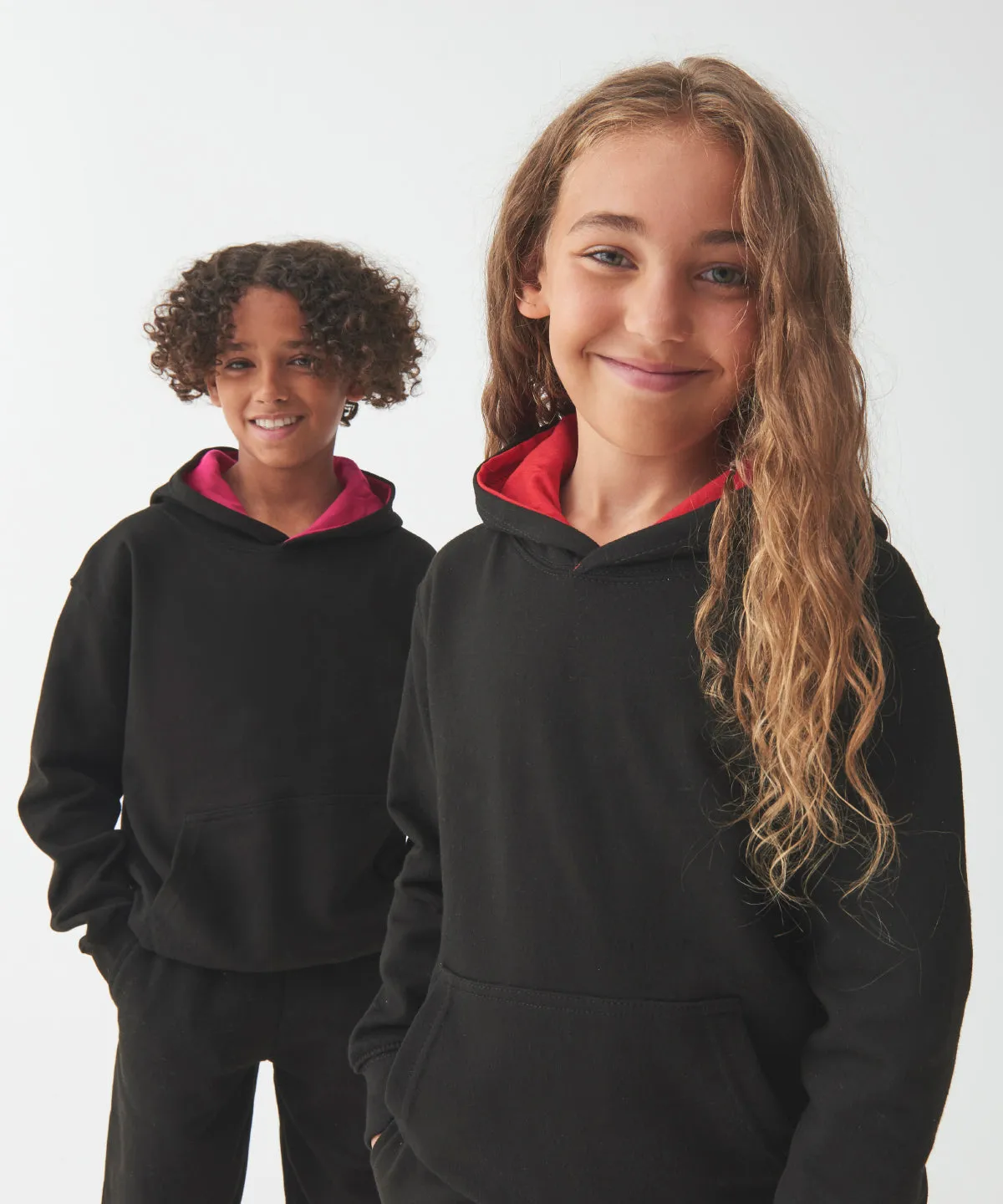 Kids varsity hoodie | Fire Red/Jet Black