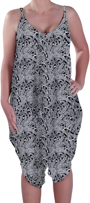 Lagenlook Strappy Jumpsuit Paisley Black