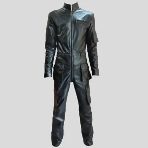 Men's Genuine Leather Catsuit Black Bodysuit