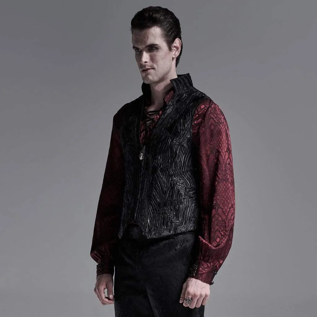 Men's Gothic  Jacquard Front Zip Vests