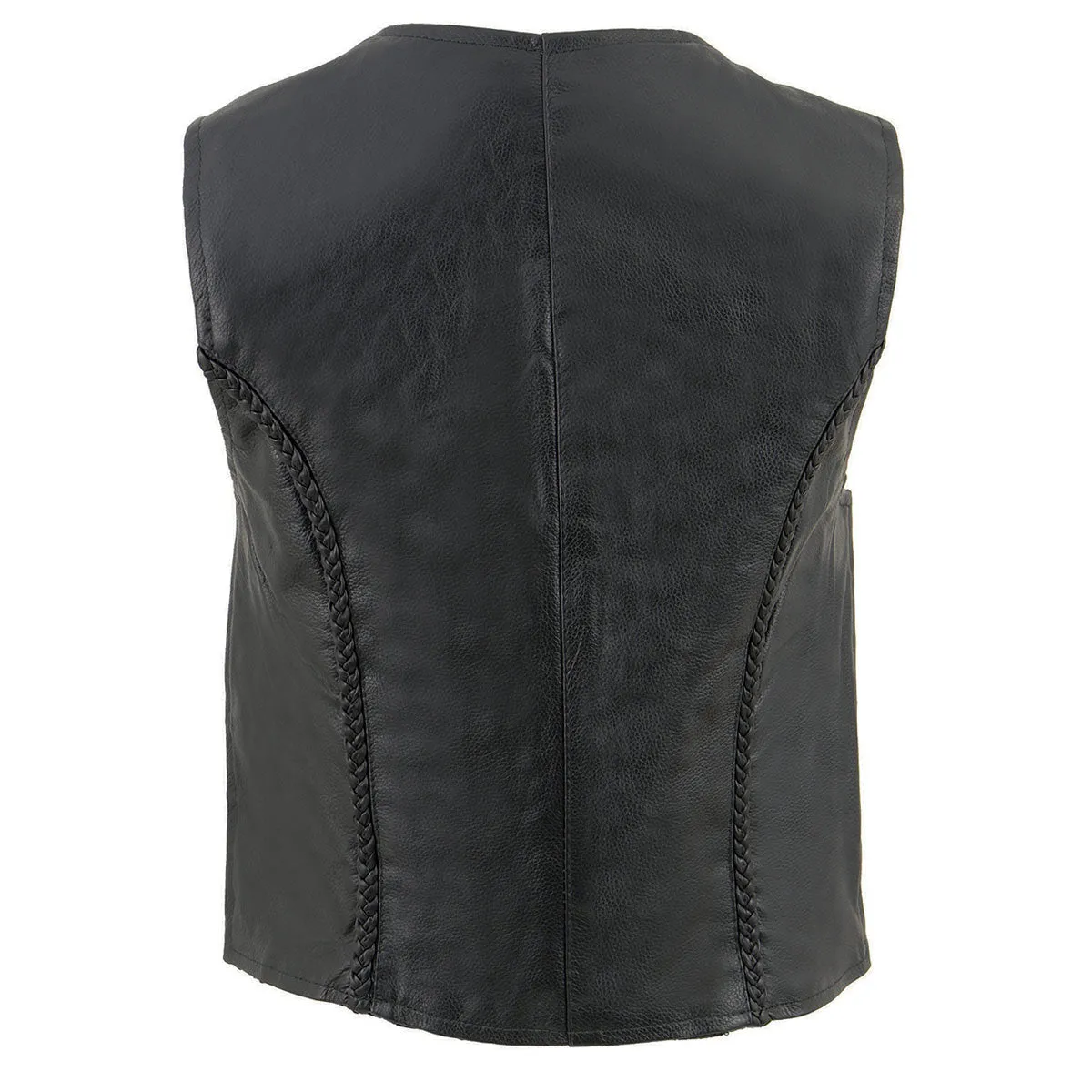 Milwaukee Leather SH1246 Women's Classic Black Leather Zipper Front Vest