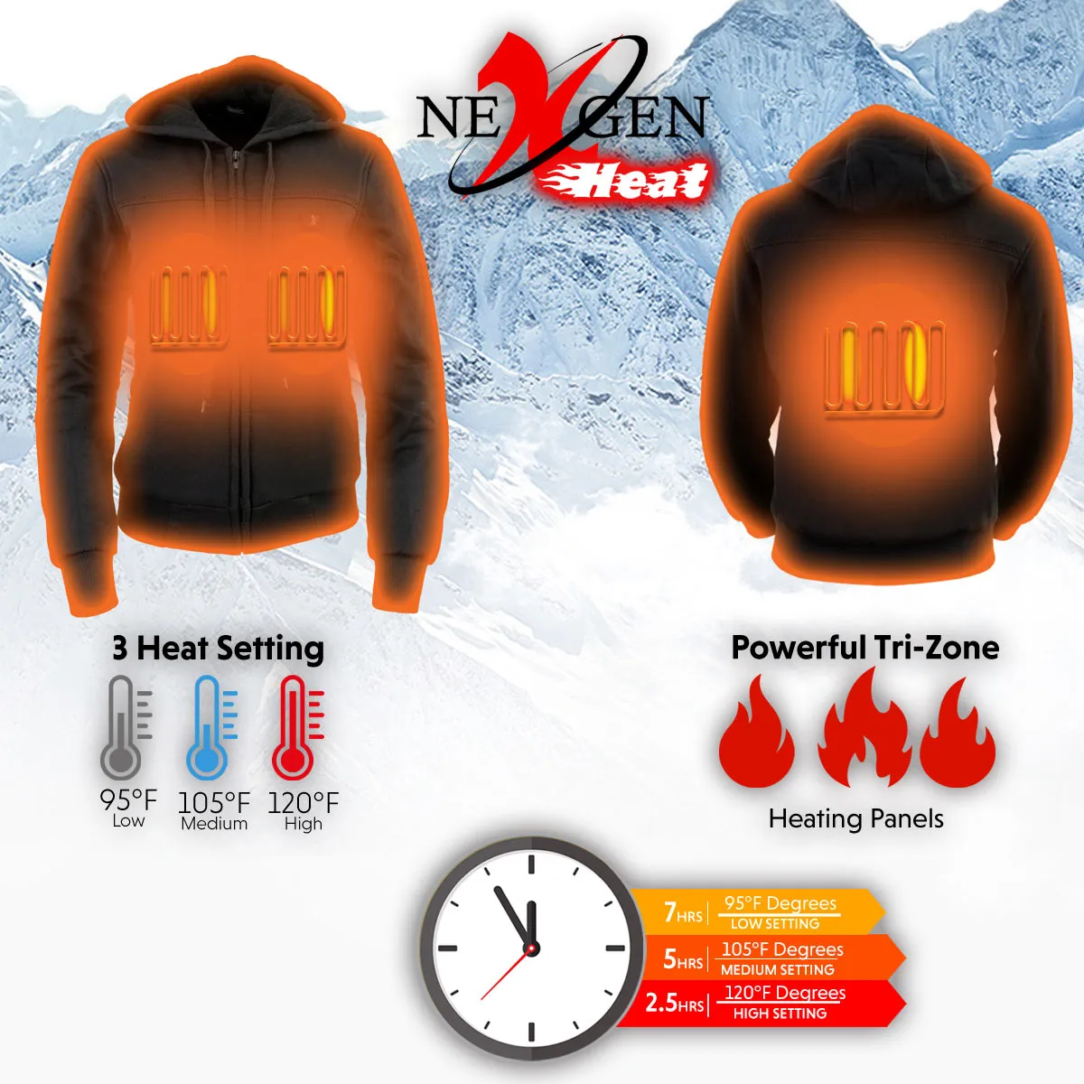 Nexgen Heat MPL2713SET Women Black 'Heated' Front Zipper Fiery Hoodie