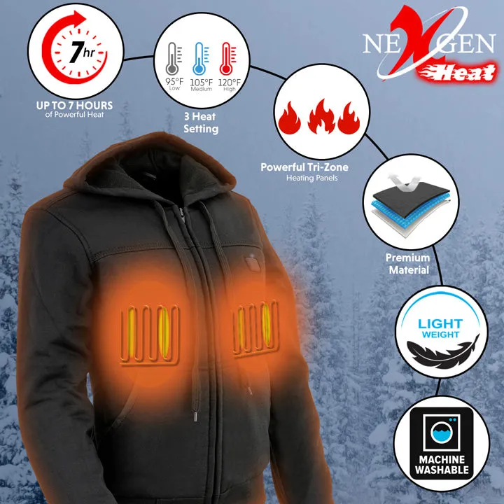 Nexgen Heat MPL2713SET Women Black 'Heated' Front Zipper Fiery Hoodie