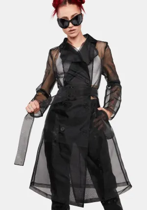 Noir Fashion Forward Sheer Trench Coat