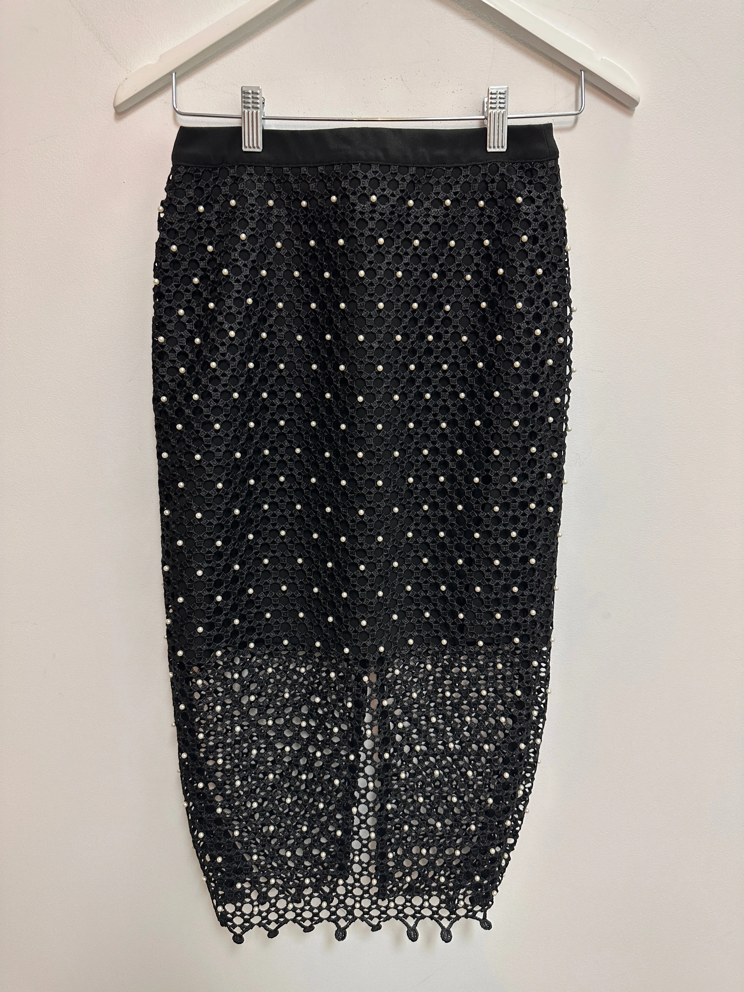 Pearl Bead Skirt in Black