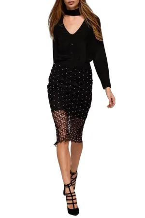 Pearl Bead Skirt in Black