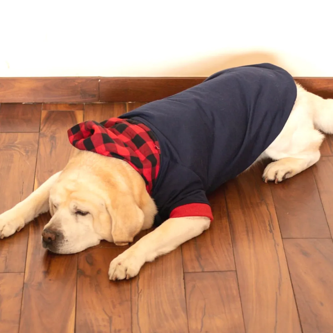 PoochMate Navy & Red Tartan Dog Sweatshirt