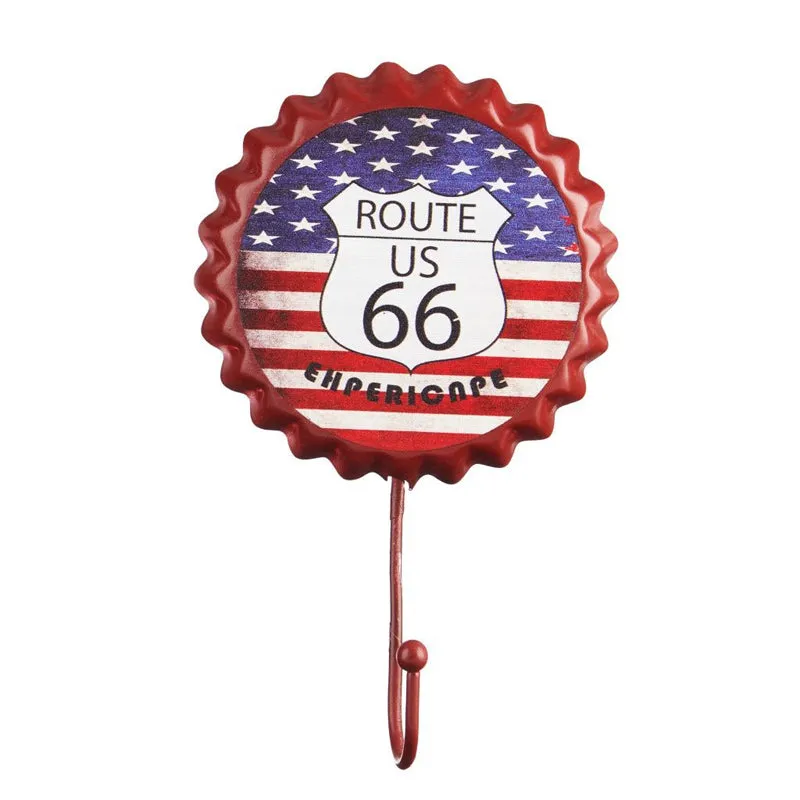 Route 66 Bottle Cap Retro Wall Hook