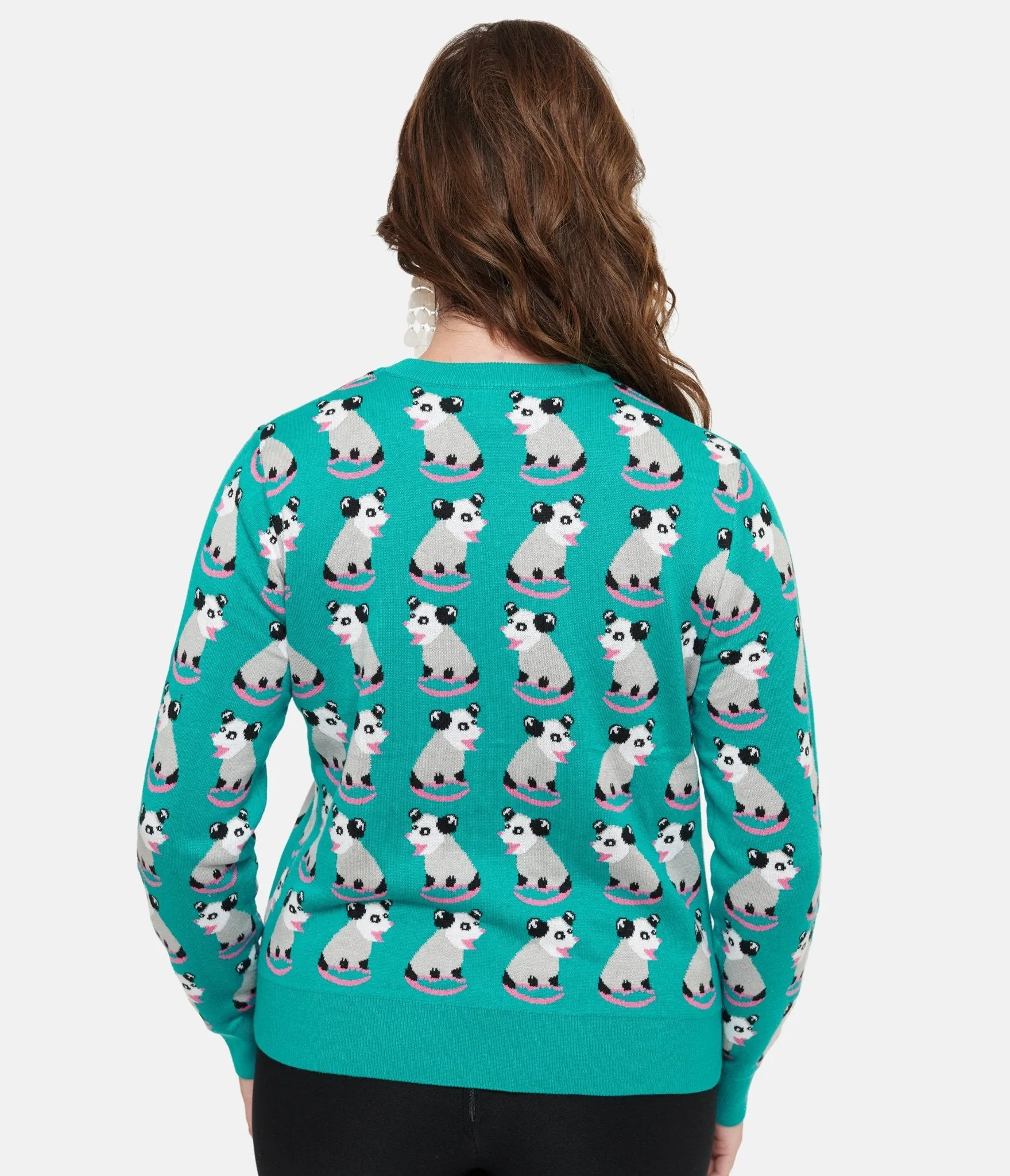 Sesame the Opossum Teal OPossum Print Knit Sweater