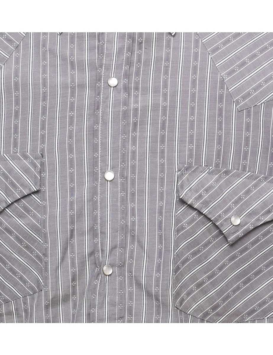 Striped Grey & White Western Shirt - L