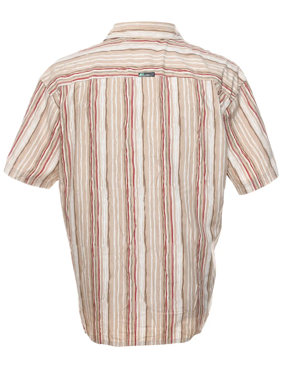 Striped Light Brown & Maroon Shirt - XL