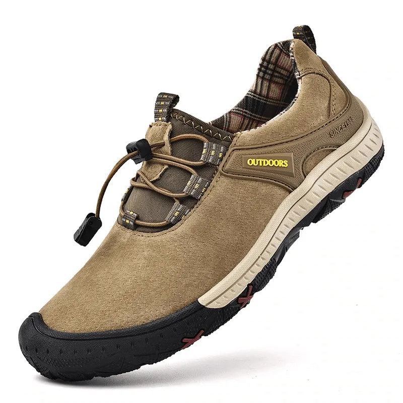 Suede Leather Non-Slip Hiking Shoes For Men with Elastic Band - SF0719