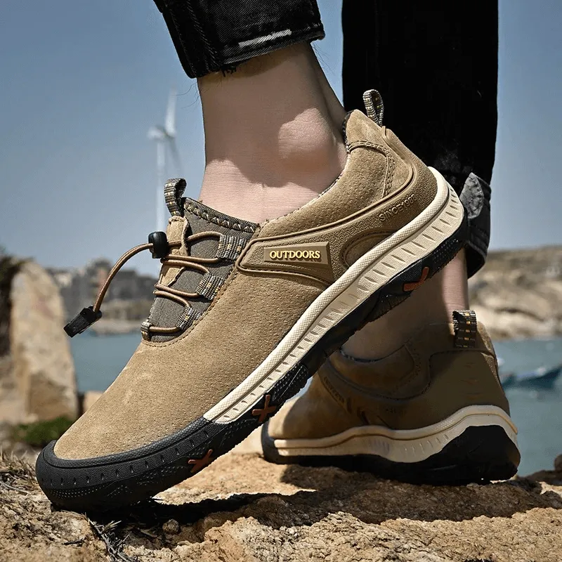 Suede Leather Non-Slip Hiking Shoes For Men with Elastic Band - SF0719