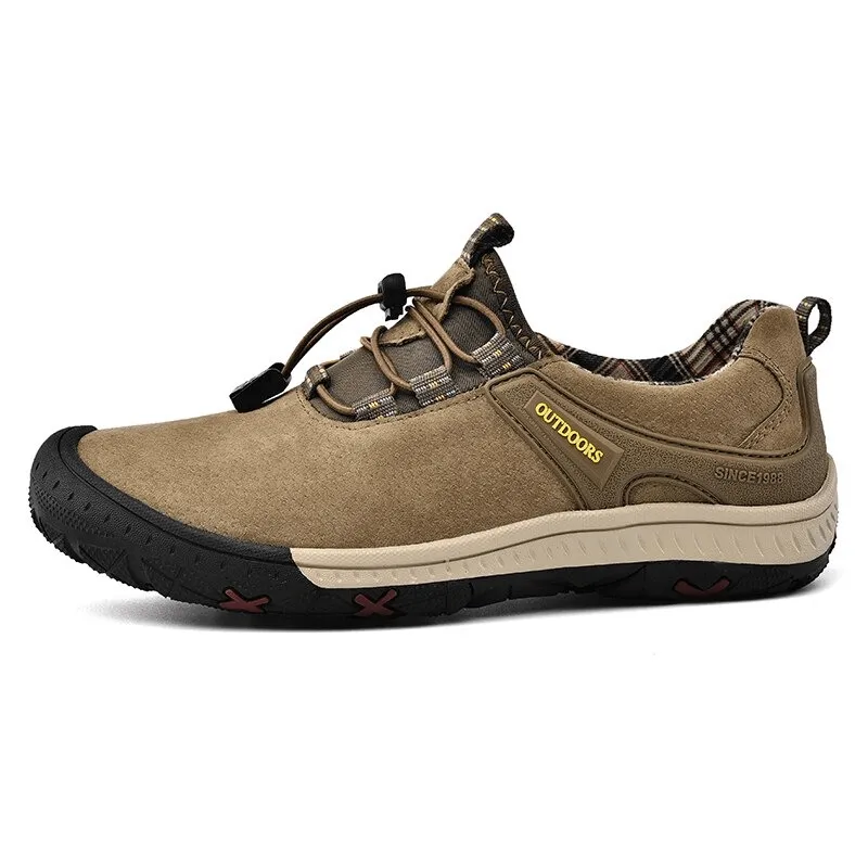 Suede Leather Non-Slip Hiking Shoes For Men with Elastic Band - SF0719