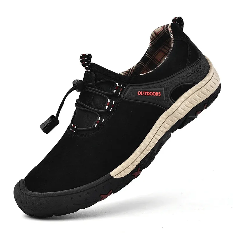 Suede Leather Non-Slip Hiking Shoes For Men with Elastic Band - SF0719