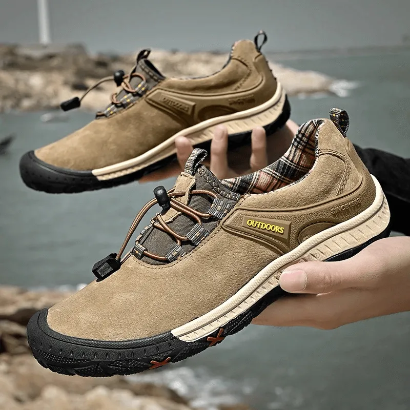 Suede Leather Non-Slip Hiking Shoes For Men with Elastic Band - SF0719