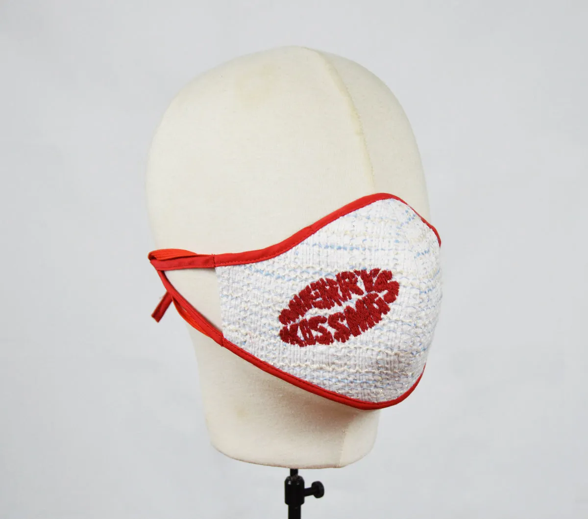 Suriya - 5 Layer Mask with Ear Loop (Limited Edition/Hand Embroidered Mask) - White - F