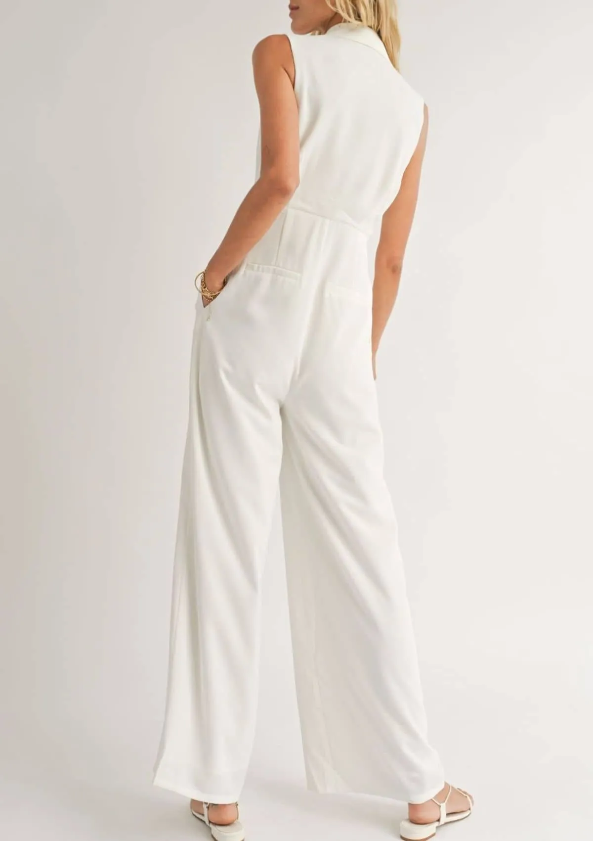 The Classics Button-Front Jumpsuit - White