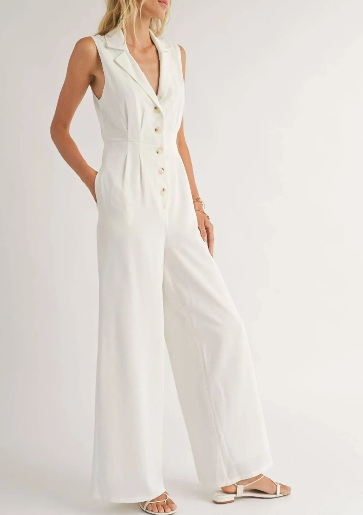 The Classics Button-Front Jumpsuit - White