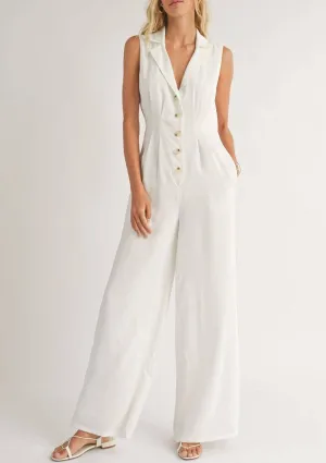 The Classics Button-Front Jumpsuit - White