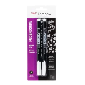 TOMBOW FUDENOSUKE BRUSH PENS - WHITE (Set of 2)