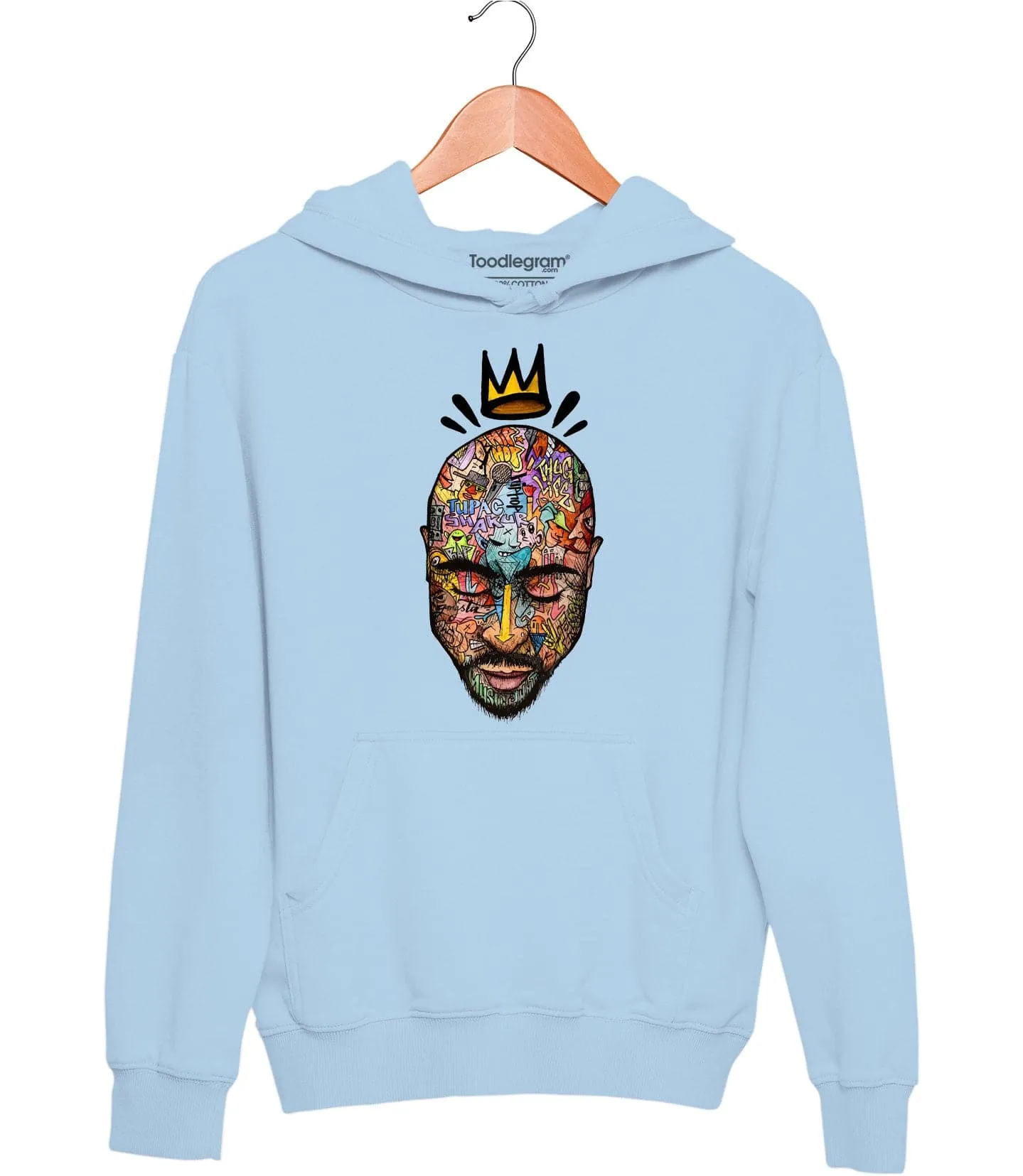 Tupac The King Unisex Hoodies Ice Blue