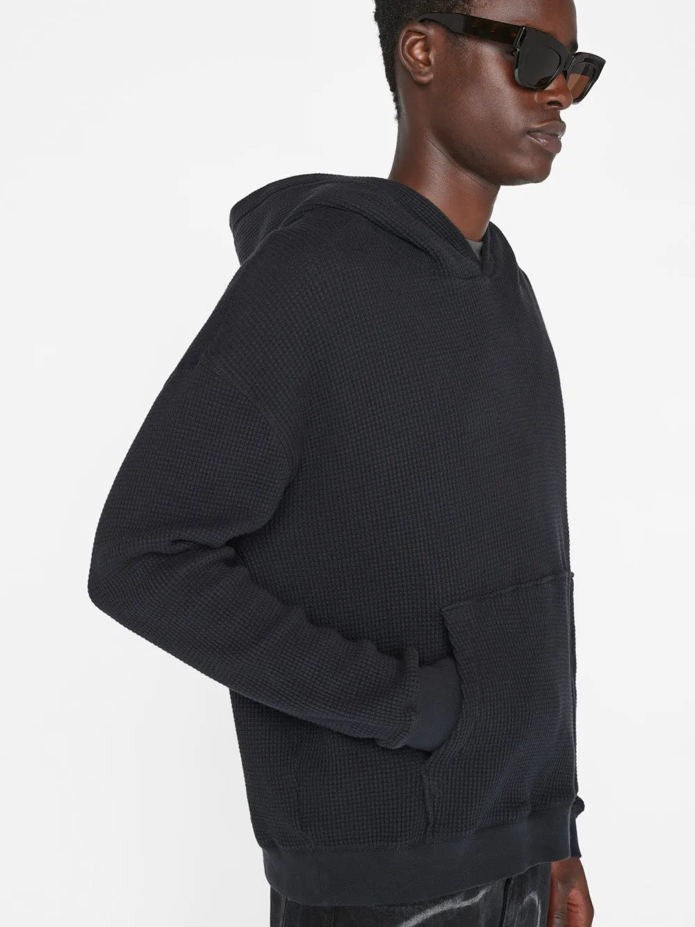 Waffle Textured  Hoodie -- Noir